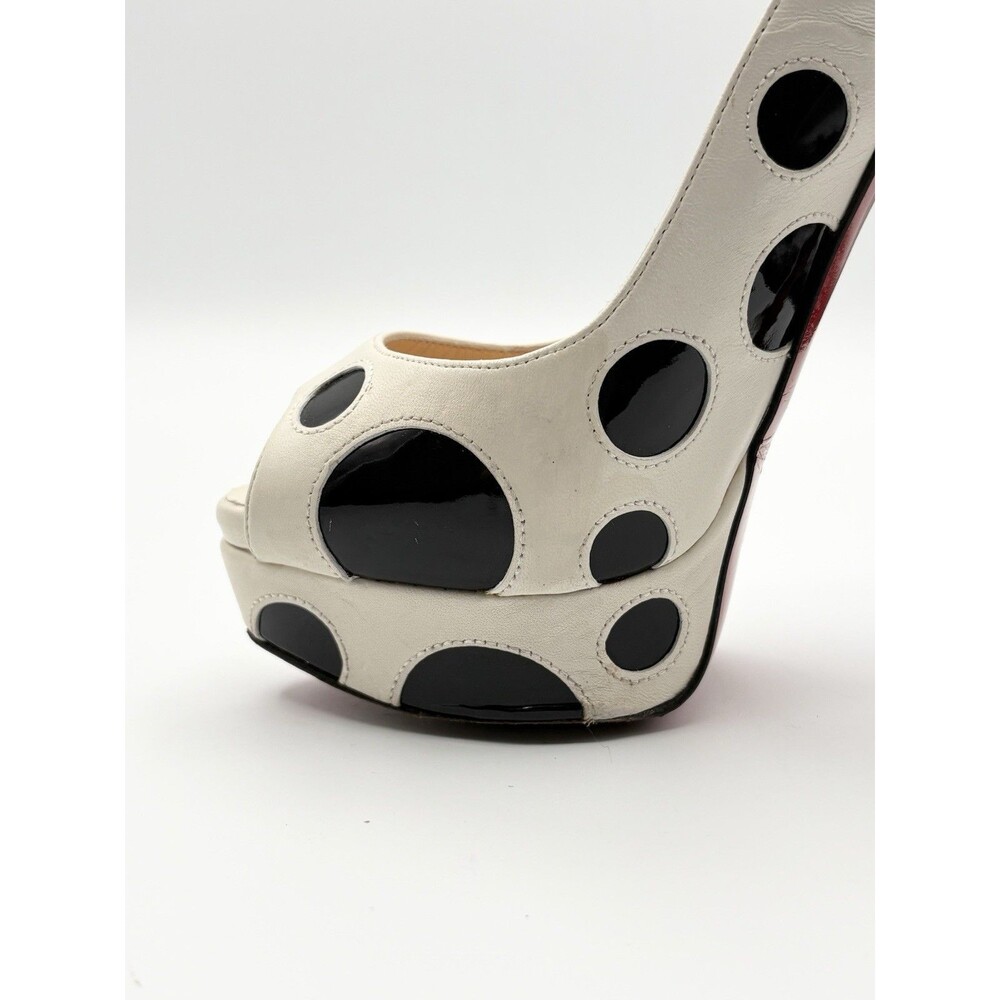 Christian Louboutin Polka Dot Peep Toe Platform Slingback Heels Patent Y2K EU 35 - Picture 12 of 13